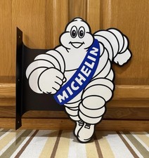 Michelin Man Tire Flange Sign 2 Sided Gas Oil Parts Vintage Style Wall Decor