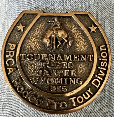 Vintage 1985 PRCA Casper WY Pro Rodeo Tour Series Final Horseshoe Belt Buckle
