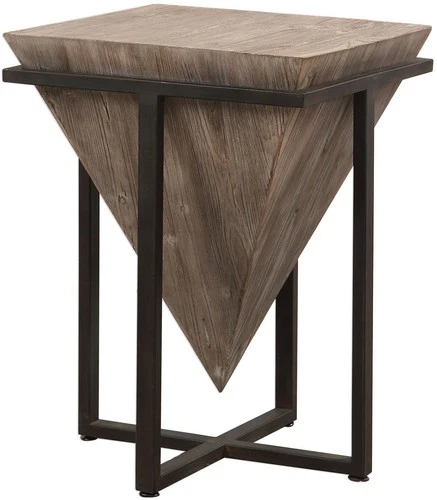Uttermost 24864 Bertrand 18-1/4"L Iron and Fir Wood Accent Table - Bronze - Picture 1 of 4