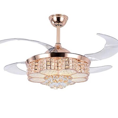 OUKANING Crystal Chandelier Ceiling Light & Fan 42 inch LED, As-Is Signs of Use