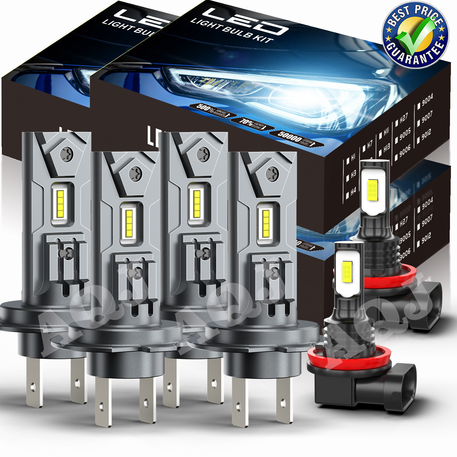 For BMW X3 2004 2005-2014-6x 6000K LED Headlight High/Low+Fog Light Bulbs Kit