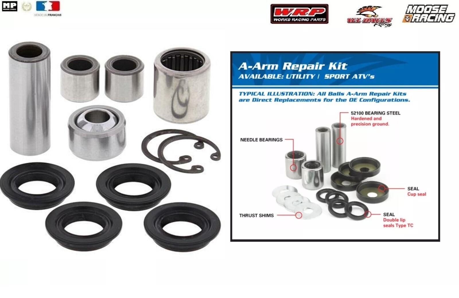Supprimer le jeu de suspension avec ce kit triangle superieur 50-1029 pour KVF650 Brute Force 2006