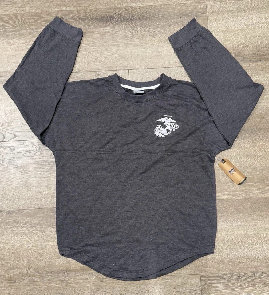 CUERPO DE MARINES DE LOS ESTADOS UNIDOS - USMC "SEMPER FI" - Camisa de manga larga gris - Talla M Foto 2 de 4