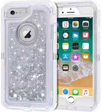 For Apple iPhone 7 / 8 Shockproof Liquid Glitter Defender Case Quicksand Cover