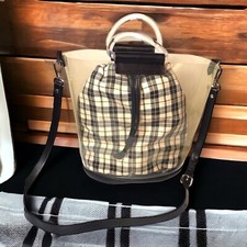 Zara Plaid Y2K Style Vinyl Shopper Bucket Bag...