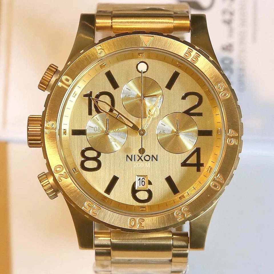 США новый подлинный NIXON часы мужские 48-20 хронограф золотистый A486-502 подарок быстрая доставка! - Изображение 3 из 4