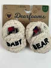 Dearfoams Baby Bear Creme Brulee Plush Slippers 0-3 Months NWT