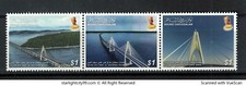 BRUNEI 2021 SULTAN HAJI OMAR ALI SAIFUDDIEN BRIDGE SE-TENANT COMP. SET 3 STAMPS