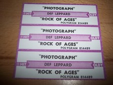 3 Def Leppard Photograph / Rock Of Ages Jukebox Title Strips