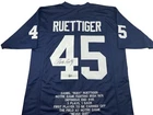 Rudy Ruettiger Signed Autographed Blue Stat Football Jersey COA Notre Dame Great
