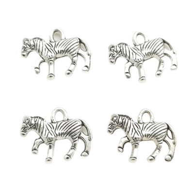 100pcs zebra horse Antique Silver Charms Pendants for Jewelry Making 12*15mm