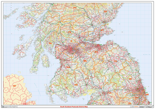 Central Scotland Postcode Districts, Map of Central Scotland's Postcodes - Picture 1 of 6