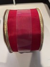 New Ribbon 2.5"x10-Yds Red Gold Edge Wire Bengaline Moire Fabric/Valentines — photo 4
