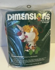 NOS Dimensions Unicorn plastic canvas needlepoint ornament kit Puffie Stuffns