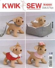 Kwik Sew K4269 Puppy Dog & Accessories for 18" Dolls American Girl UNCUT Pattern