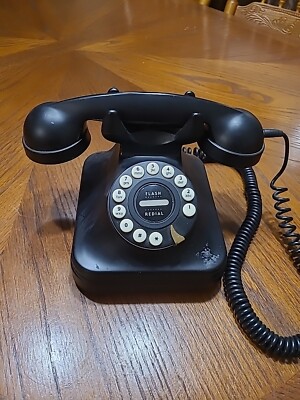 Grand Phone FLASH REDIAL Vintage  BLACK Touch Button Retro 1950's Style!