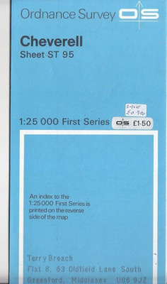 Ordnance Survey (OS) 1:25,000 First Series Map Sheet ST 95 Cheverell