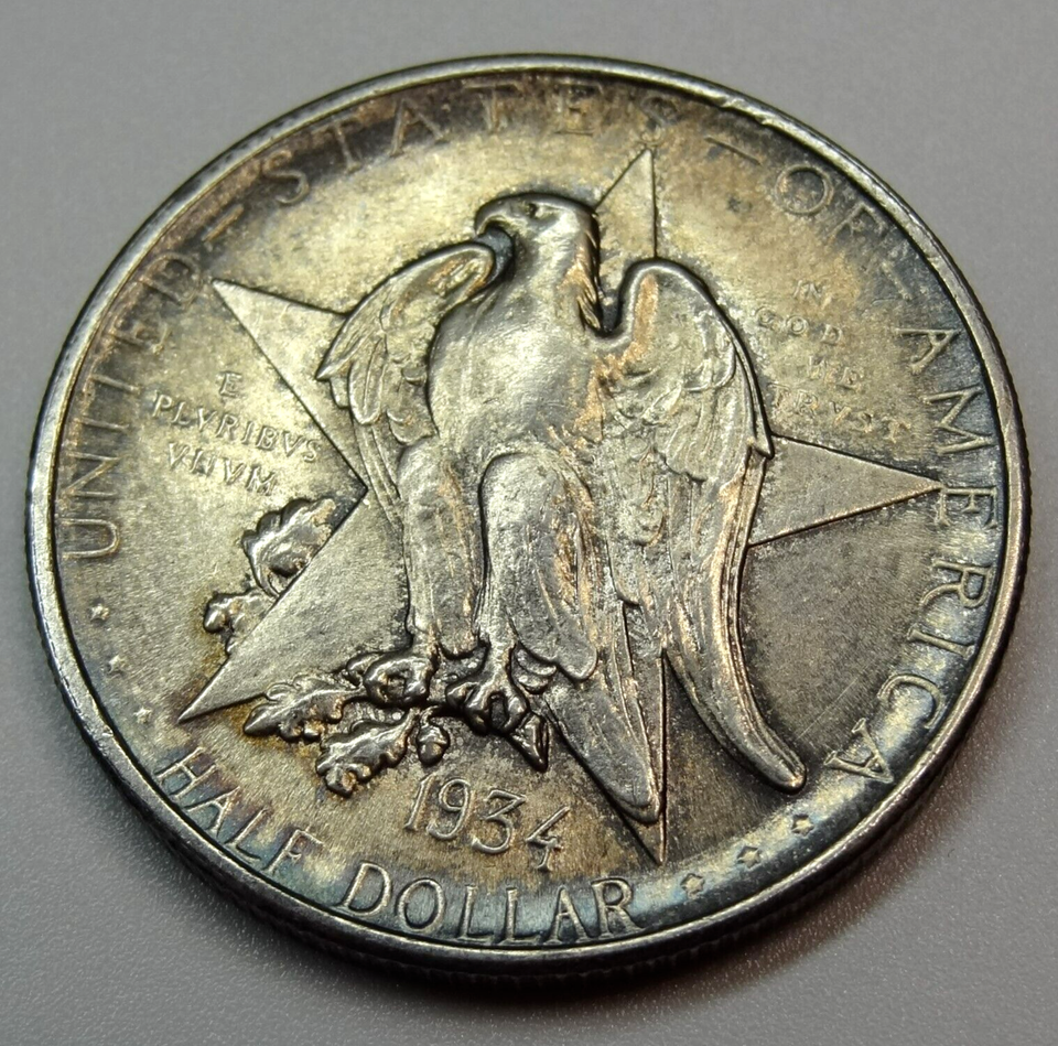 1934 Texas Half Dollar Commemorative Toned, Only 61,463 Minted Free
