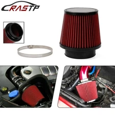 Red 4" 100mm Performance High Flow Cold Air Intake Cone Replacement Dry Filter