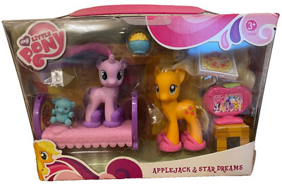 My Little Pony APPLEJACK & STAR DREAMS Sleepover Playset, G4, 3'', FiM - MIP NRFB