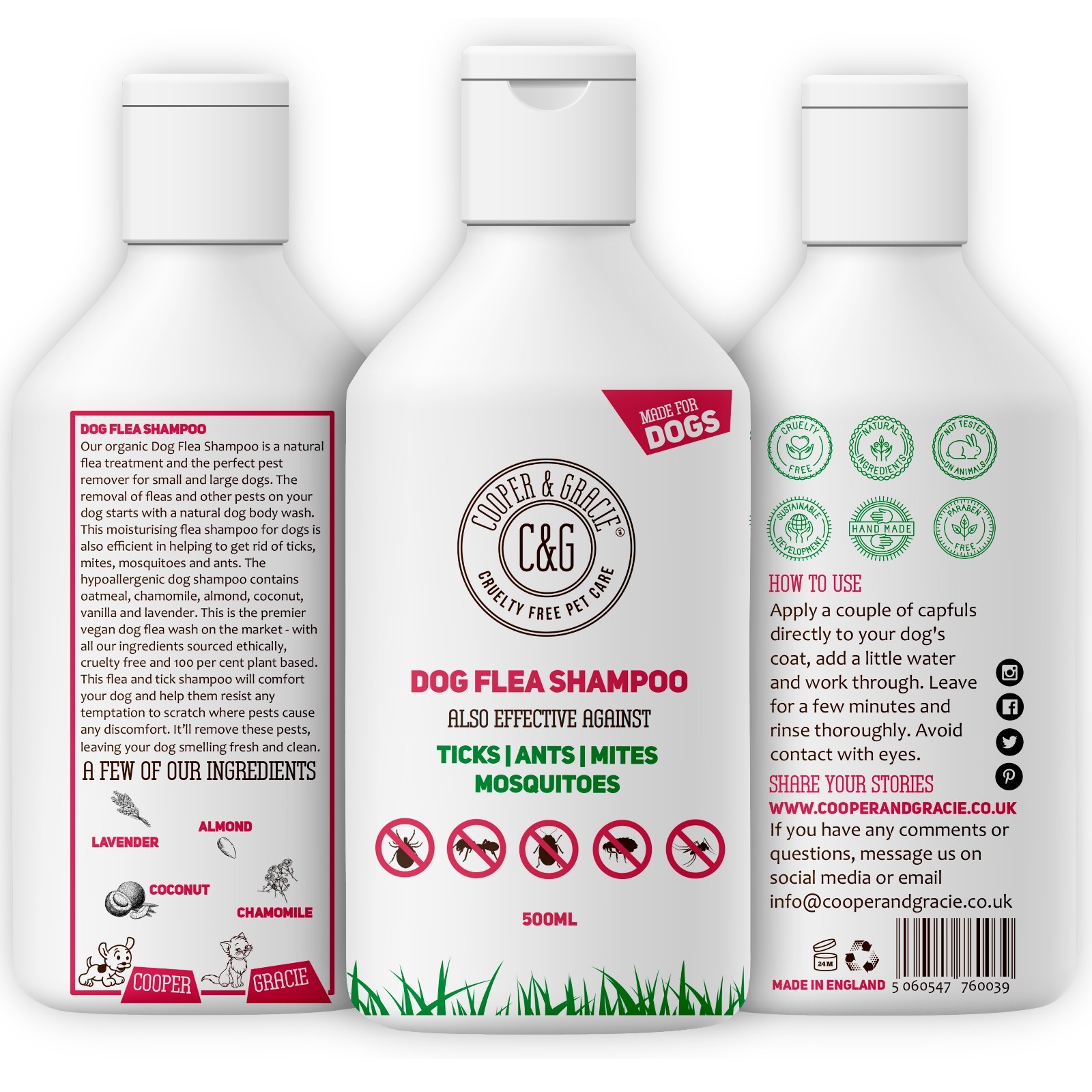 C&G Flea Shampoo For Dogs - Sensitive Itchy Skin Dog and Puppy Grooming Care 5L