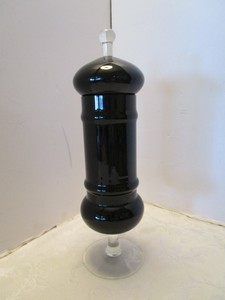 Empoli Murano Glass Amethyst Black Footed Apothecary Jar Circus Tent Lid 15 T Ebay