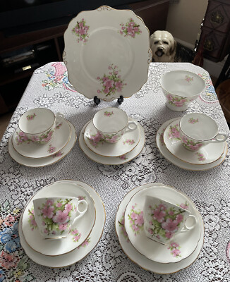 Pretty Vintage Guaranteed English Bone China Tea Set Pink