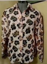 FRENCH DRESSING Button Shirt 10 Pink floral top FDJ Linen Blend Blouse sheer LS