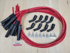 Red Universal 180* 8mm Spark Plug Wires GM LS LT Coil kit LSX LS1 LS2 LS3 LQ9