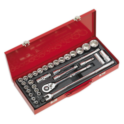 Socket Set 32pc 1/2''Sq Drive 6pt WallDrive - Metric/Imperial - Sealey AK693 New