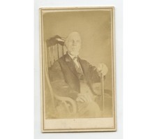 CDV MAN W/ WALKING STICK FROM HILLSDALE, MI, PORTRAIT BY ANDREW, GRAPHIC BACK