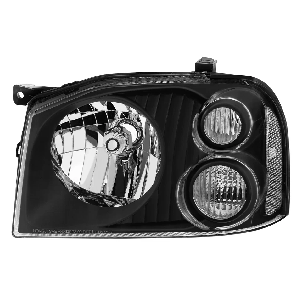 Conjunto de par de faros de carcasa negra para Nissan Frontier Halogen 2001-2004 Foto 3 de 4