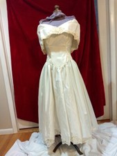 Off white satin wedding dress tea length size 4 bust 34 waist 26 