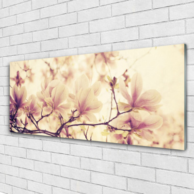 Tableau Sur Verre Tulup 125x50 Cm – Motif Floral Fleurs Rose, Style Moderne