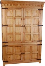 Schrank Mexico Möbel 124x181x64 cm Landhausstil Massivholz Pinie Honig