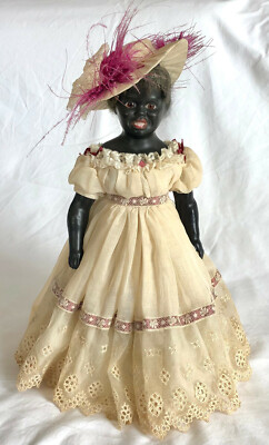 A Unusual Rare Antique 19th c French Black Bisque Doll with