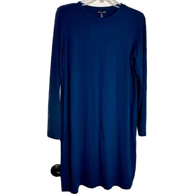 eileen fisher jersey jumper dress Eileen Fisher Sweater Dress Women XS Gray Wool Knit Pleated Long Sleeve  Pullover