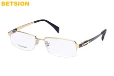 Men's 100% Pure Titanium Eyeglass Frames Glasses Half Rimless Spectacles Eyewear