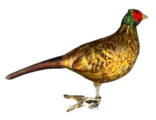 Clip On Pheasant Glass Tree Ornament 5.5” Inch