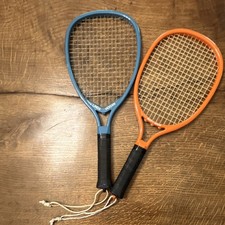 Leach Marty Hogan  Linda Hogan Racquetball Racquets 2  orange and blue.