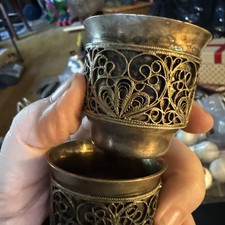 Hommet Russian Silver Filagree Hand Made 610MMET 6 Shot Cups Vintage