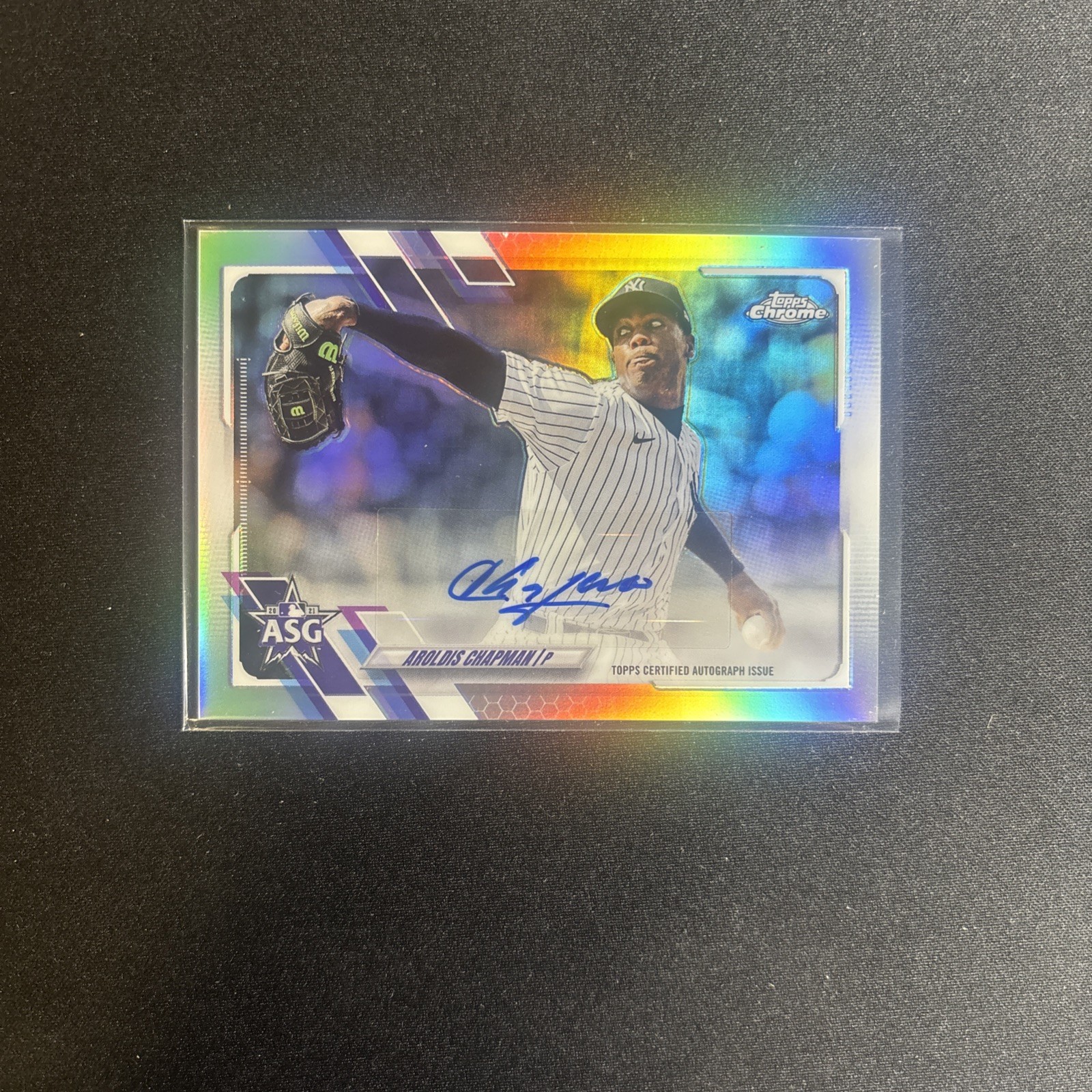 2021 AROLDIS CHAPMAN Topps Chrome Autograph Auto Refractor All-Star Card Yankees