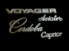 Vintage Mixed Emblem Lot Name Plate Car Van Cordoba Voyager Aviator Caprice