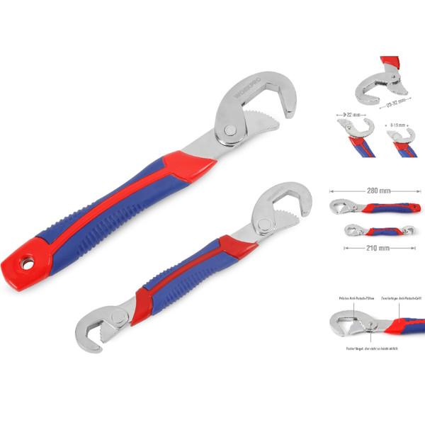 Workpro Verstellbarer SchraubenschlüSsel Set 2-Teilig 9-32Mm Rot C Shaped 28 Cm-image