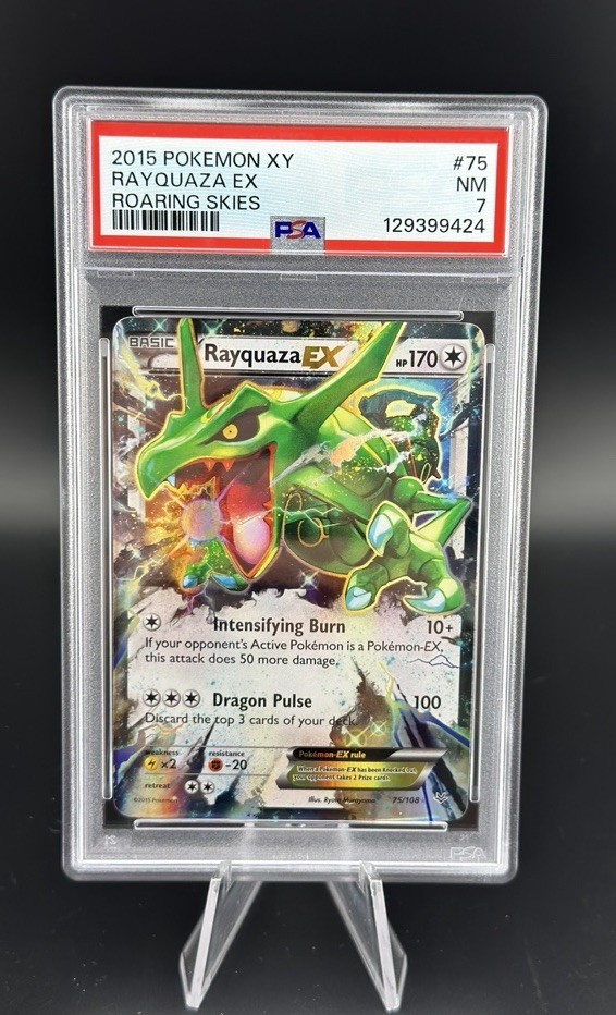2015 POKEMON XY ROARING SKIES #75 RAYQUAZA EX PSA 7