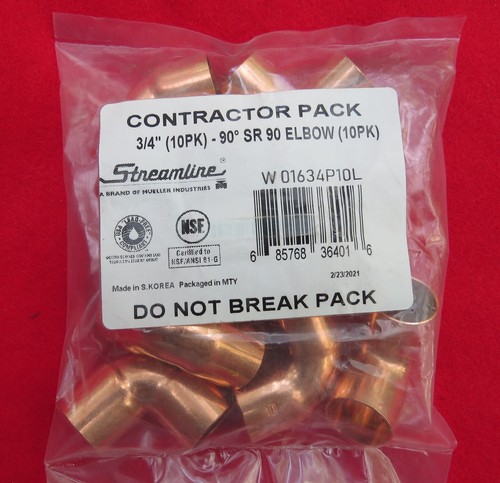Mueller/Streamline Solder Sweat Copper 90 Degree 3/4-in Elbow Fitting 10-Pack