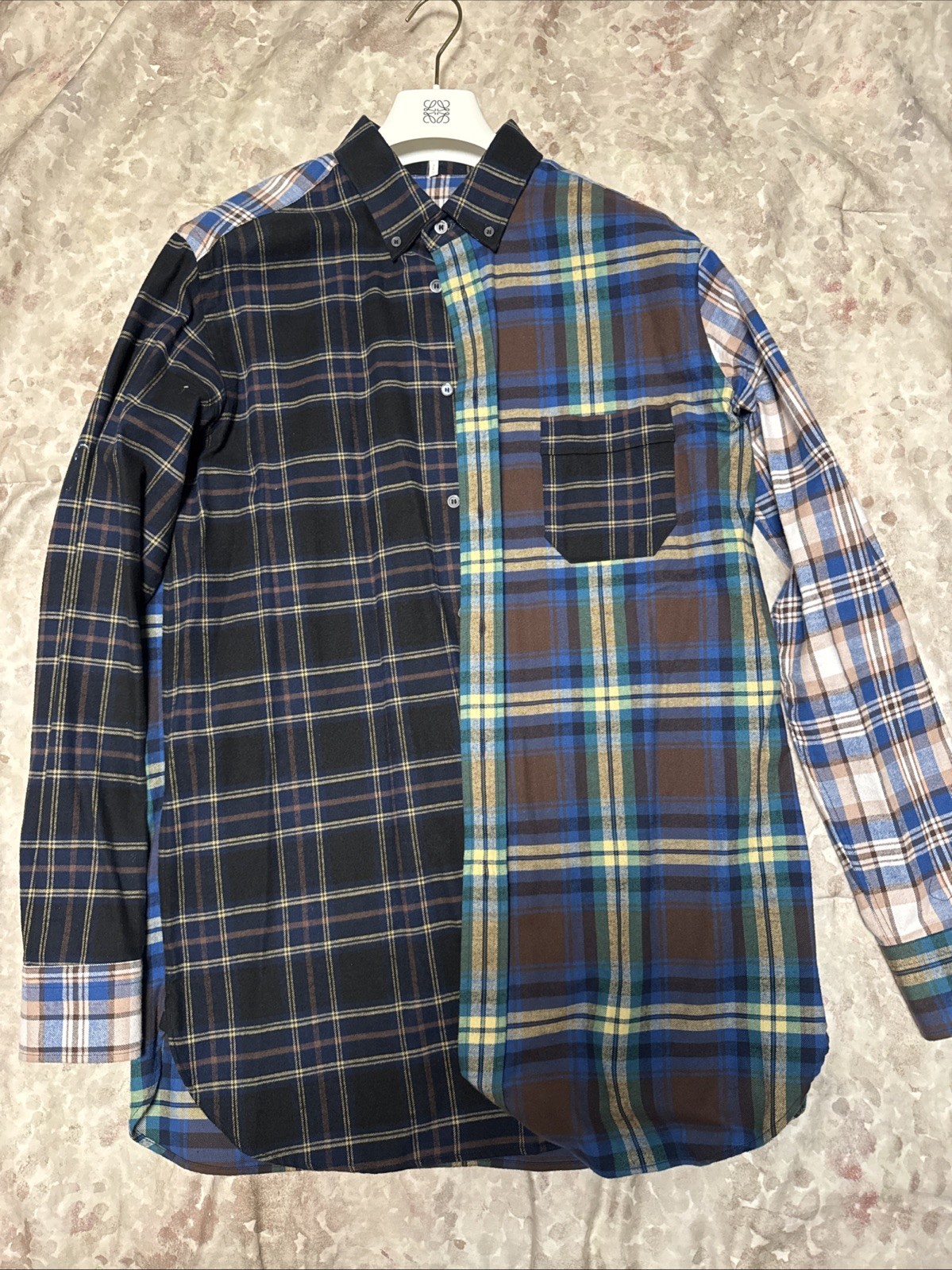 Loewe  Patchwork Checked Cotton Flannel Shirt  Me… - image 1