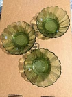 Set Of 3 Vintage Sunflower Bowl Indiana Glass Green Depression Bowl