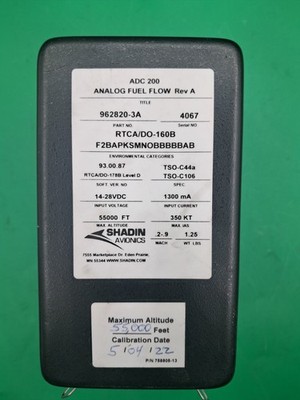 962820-3A Shadin Avionics ADC-200 Fuel Air Data Computer (14-28VDC) - Pre-Owned