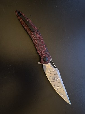 VDK VESTA FOLDING KNIFE FOLDER G10 DAMASCUS UNUSED